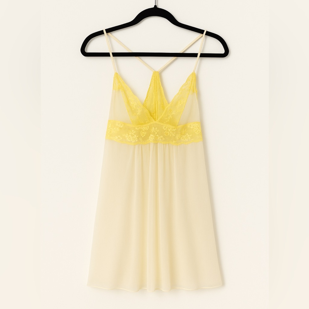 Victoria's Secret Cream and Yellow Lace Chemise - Picture 1 of 8
